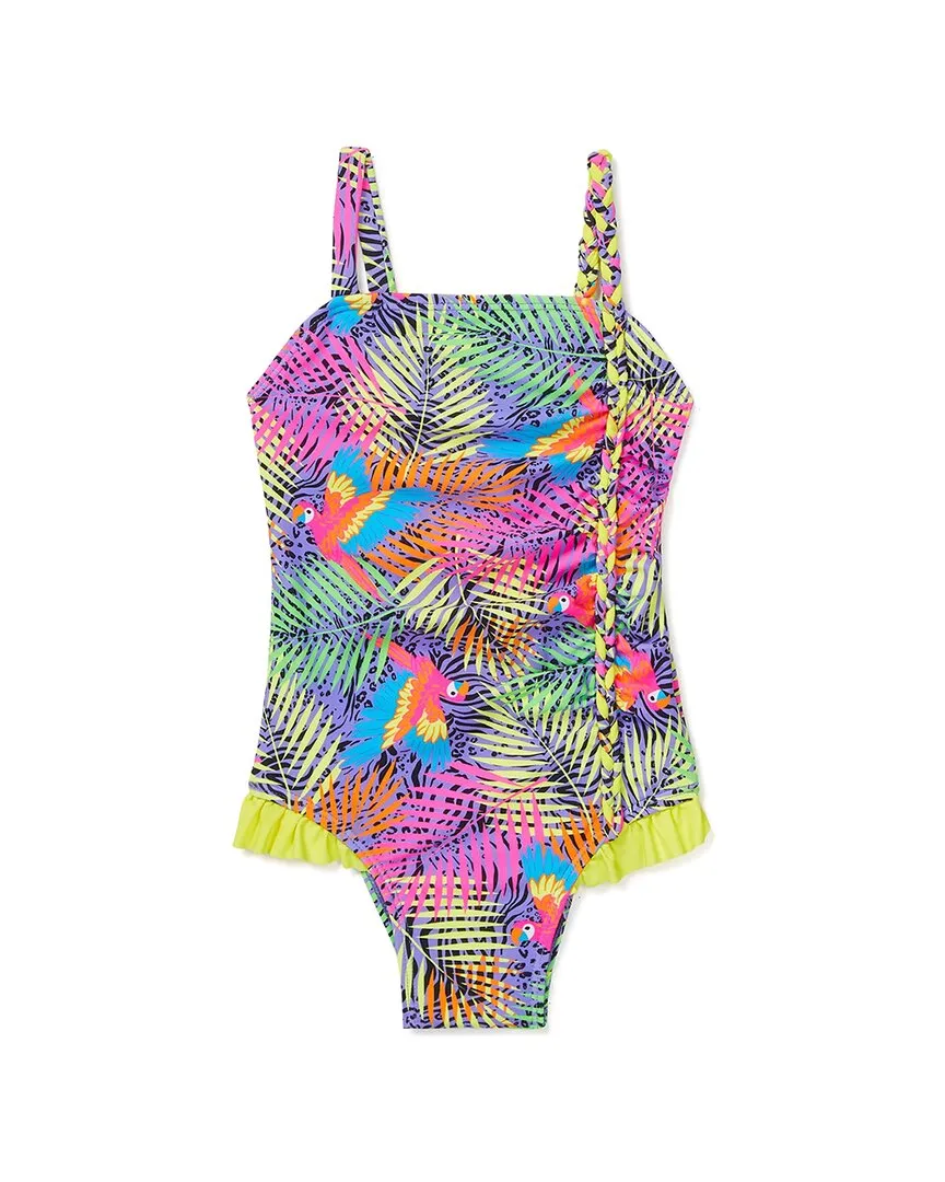 Flapdoodles girls  AOP Braid Detail One-Piece, 2T