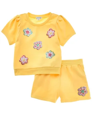 Flapdoodles Puff Sleeve Short Set