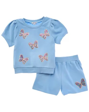 Flapdoodles Puff Sleeve Short Set