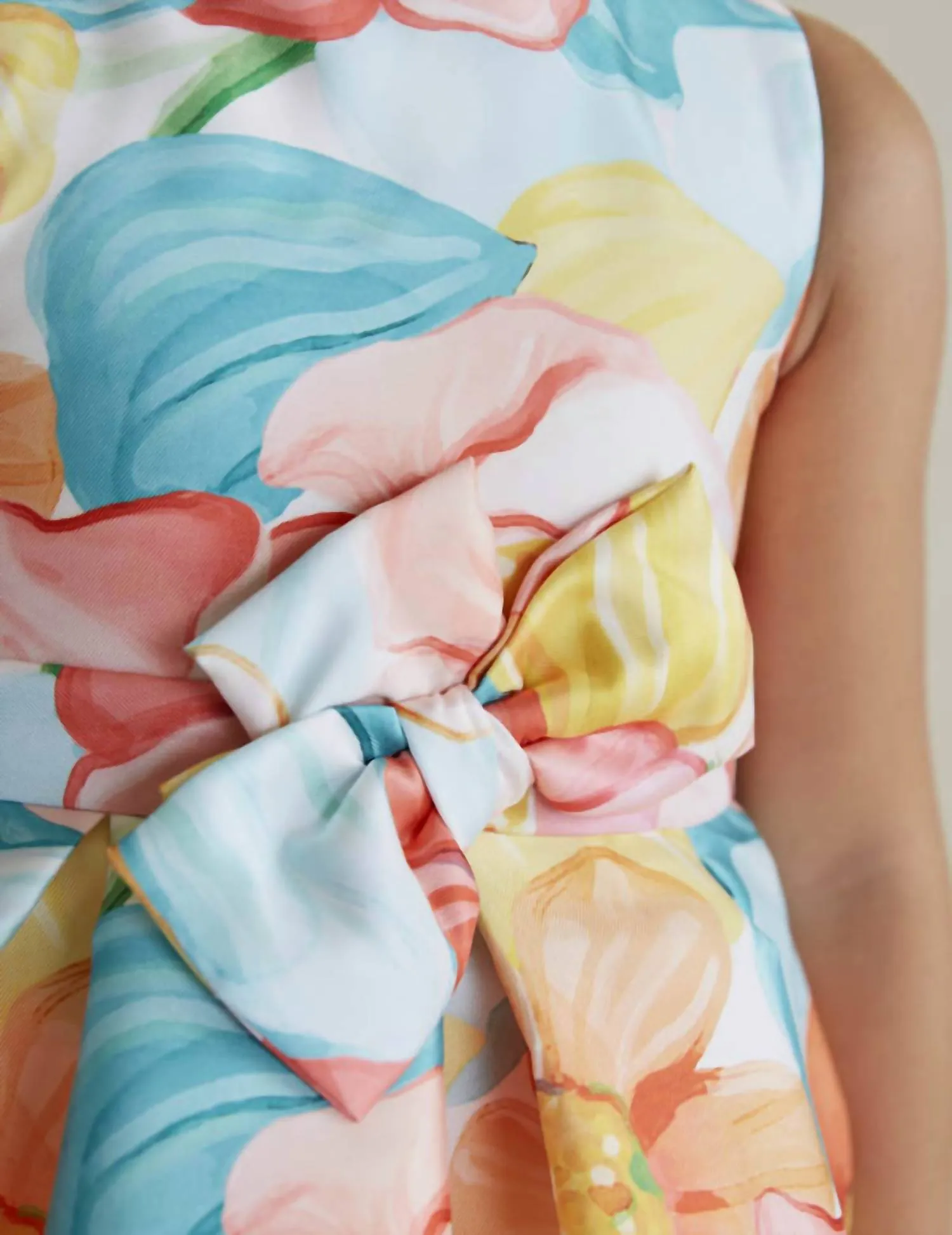 Floral Mikado Print Dress In Blue