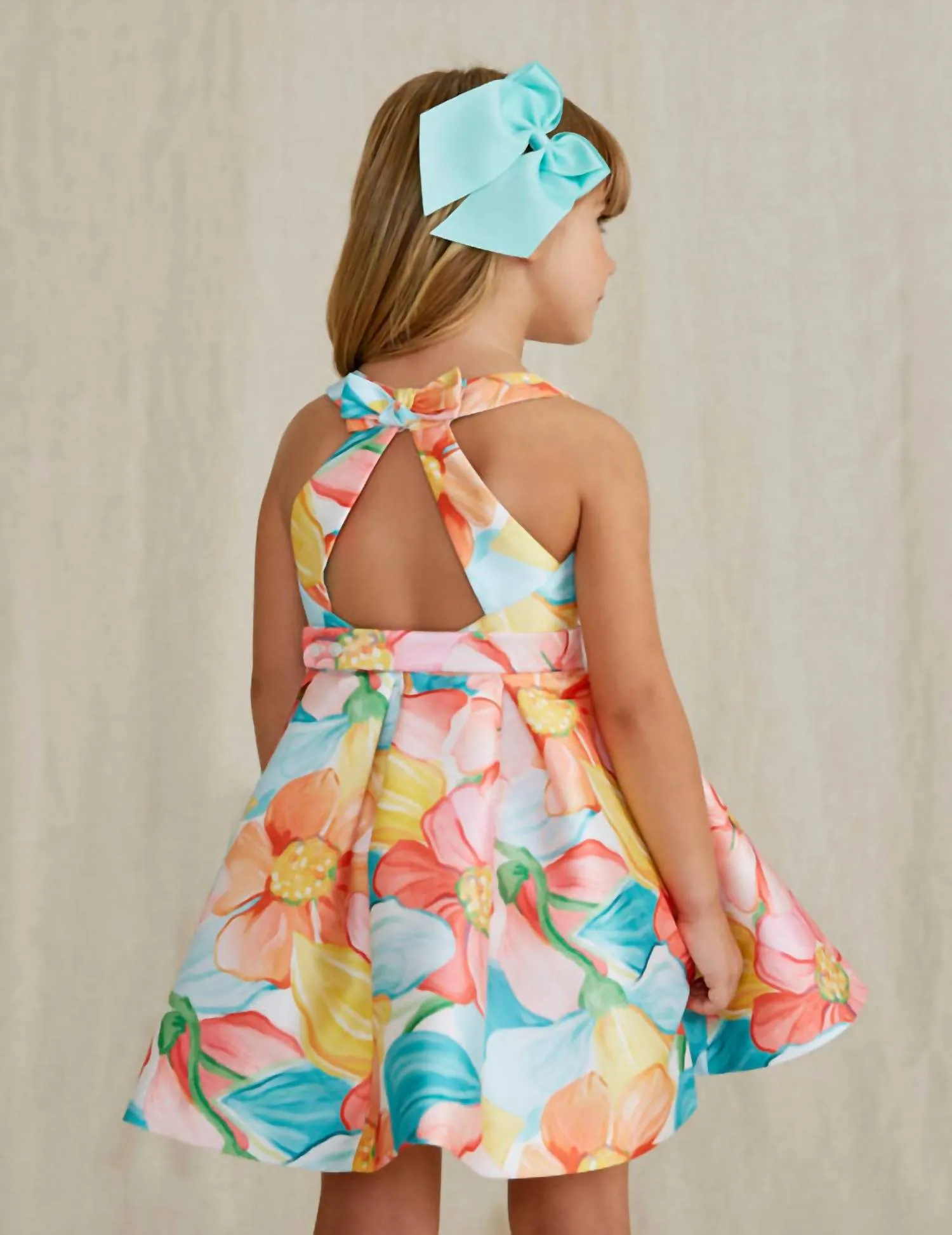 Floral Mikado Print Dress In Blue