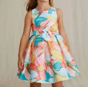 Floral Mikado Print Dress In Blue