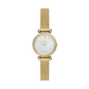 Fossil Women's Tillie Mini Three-Hand, Gold-Tone Stainless Steel Mesh Watch