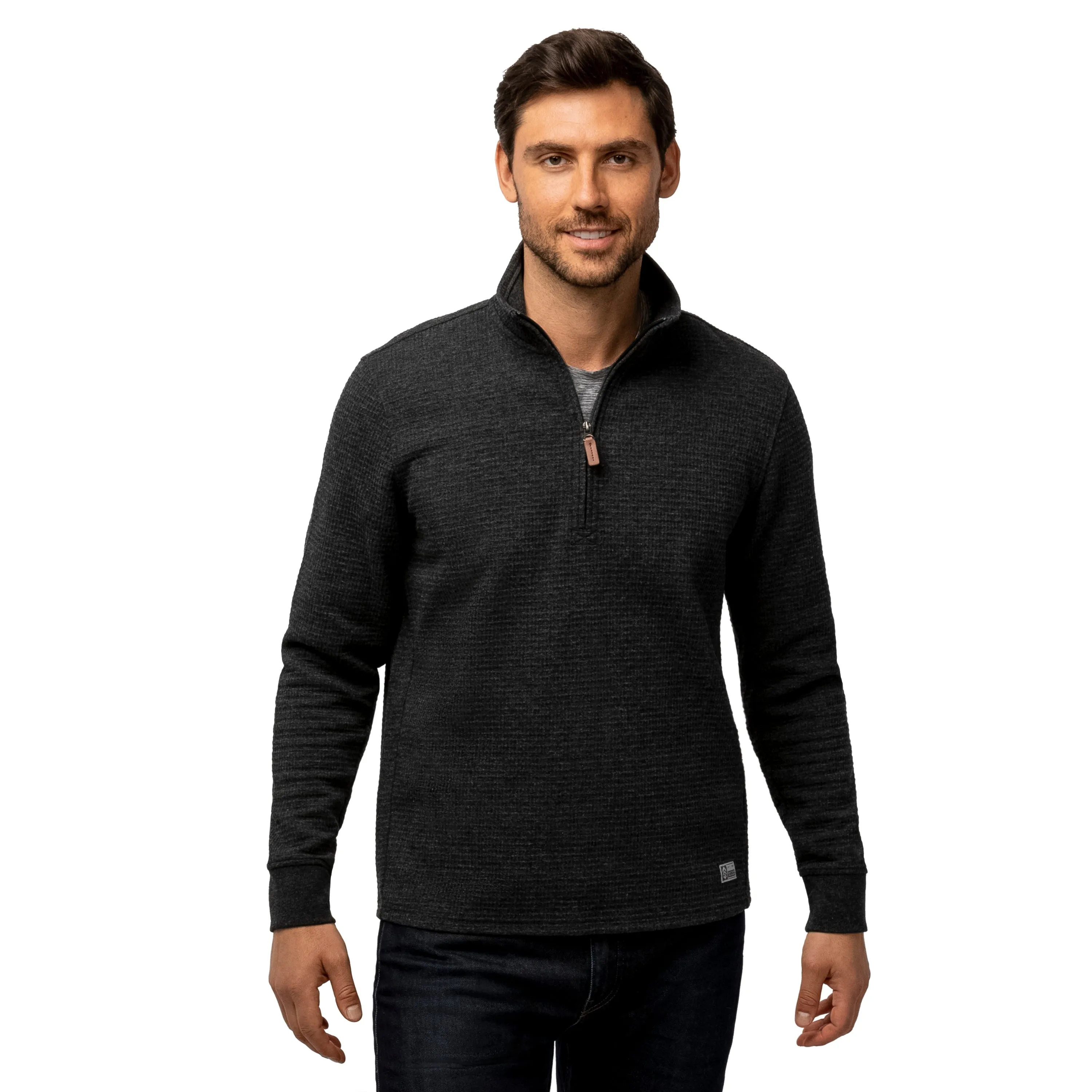 Free Country Men's Glenclyffe Waffle 1/4 Zip Mock Neck Shirt