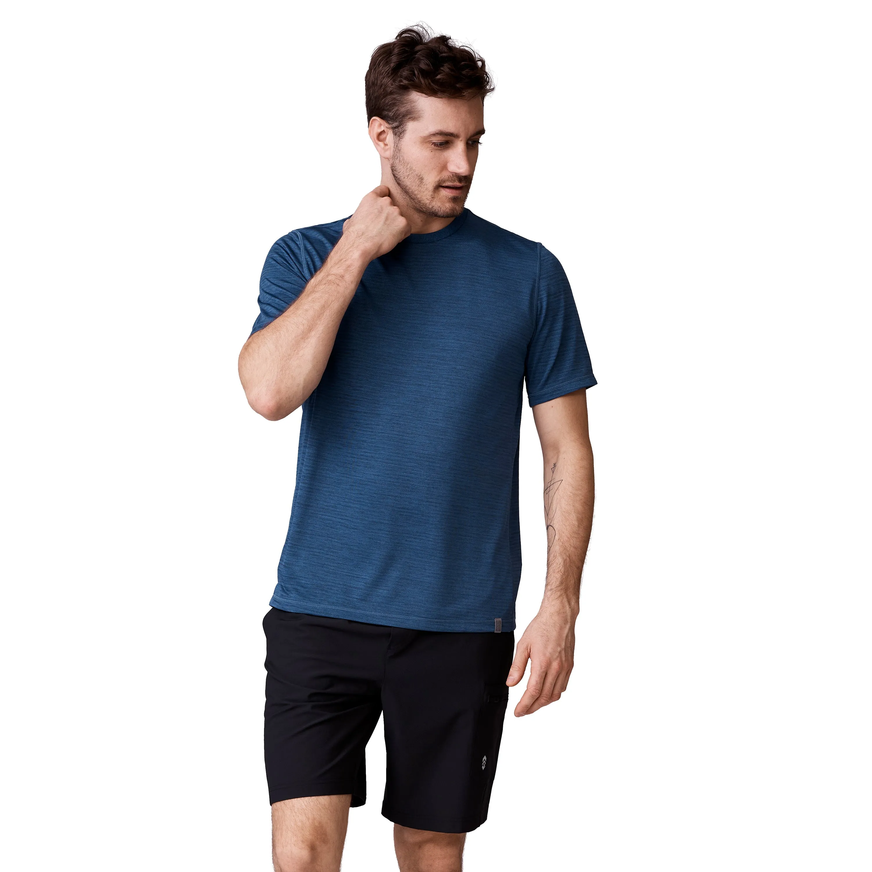 Free Country Men's Tech Jacquard Short Sleeve Crew Neck T-Shirt
