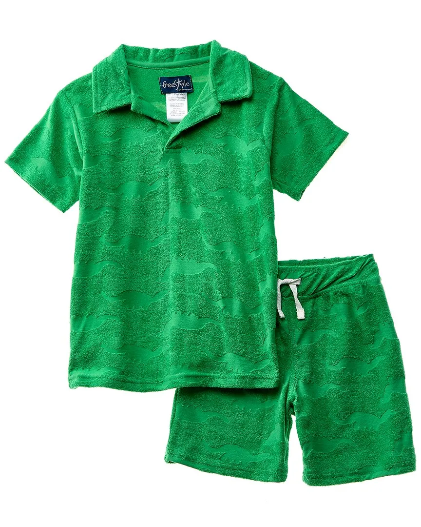 Freestyle 2pc Dino Towel Terry Shirt & Short Set
