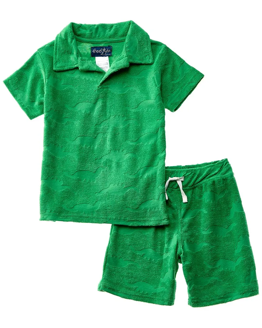 Freestyle 2pc Dino Towel Terry Shirt & Short Set