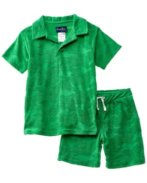 Freestyle 2pc Dino Towel Terry Shirt & Short Set