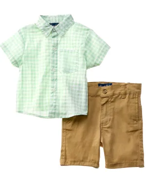 Freestyle 2pc Plaid Woven Shirt & Short Set