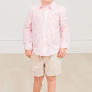 Gingham Check Long Sleeve Button Down Shirt In Pink