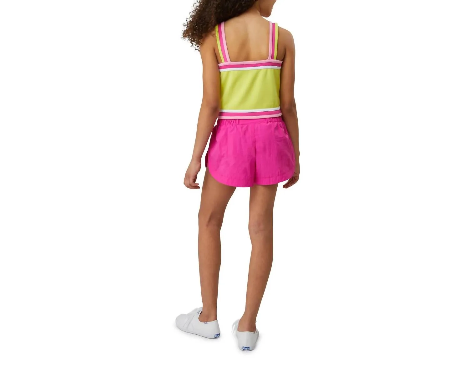 Girl Contrast Trim Tank Top In Neon