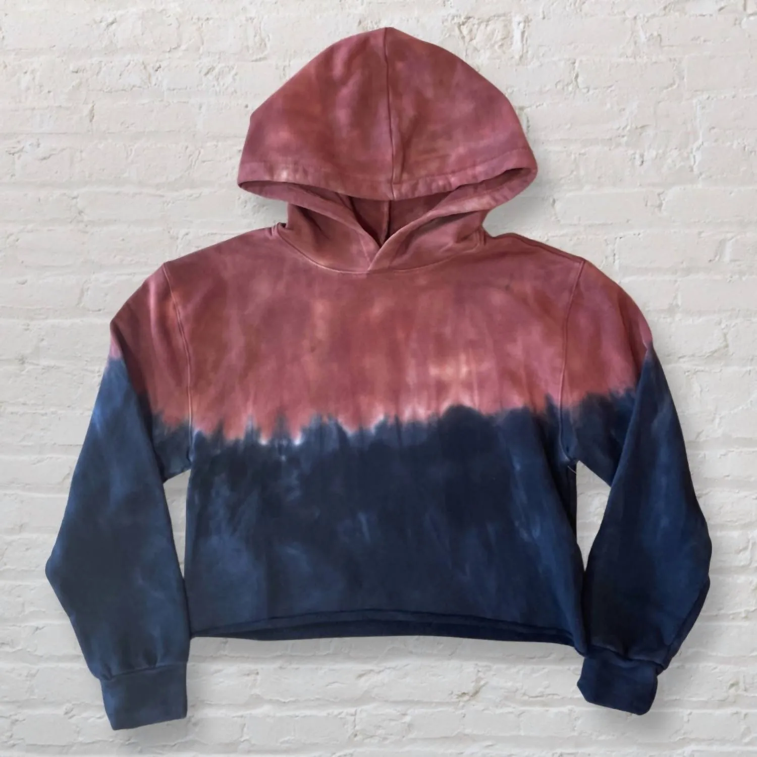 Girl Fiery Tie Dye Hoodie In Rust/navy