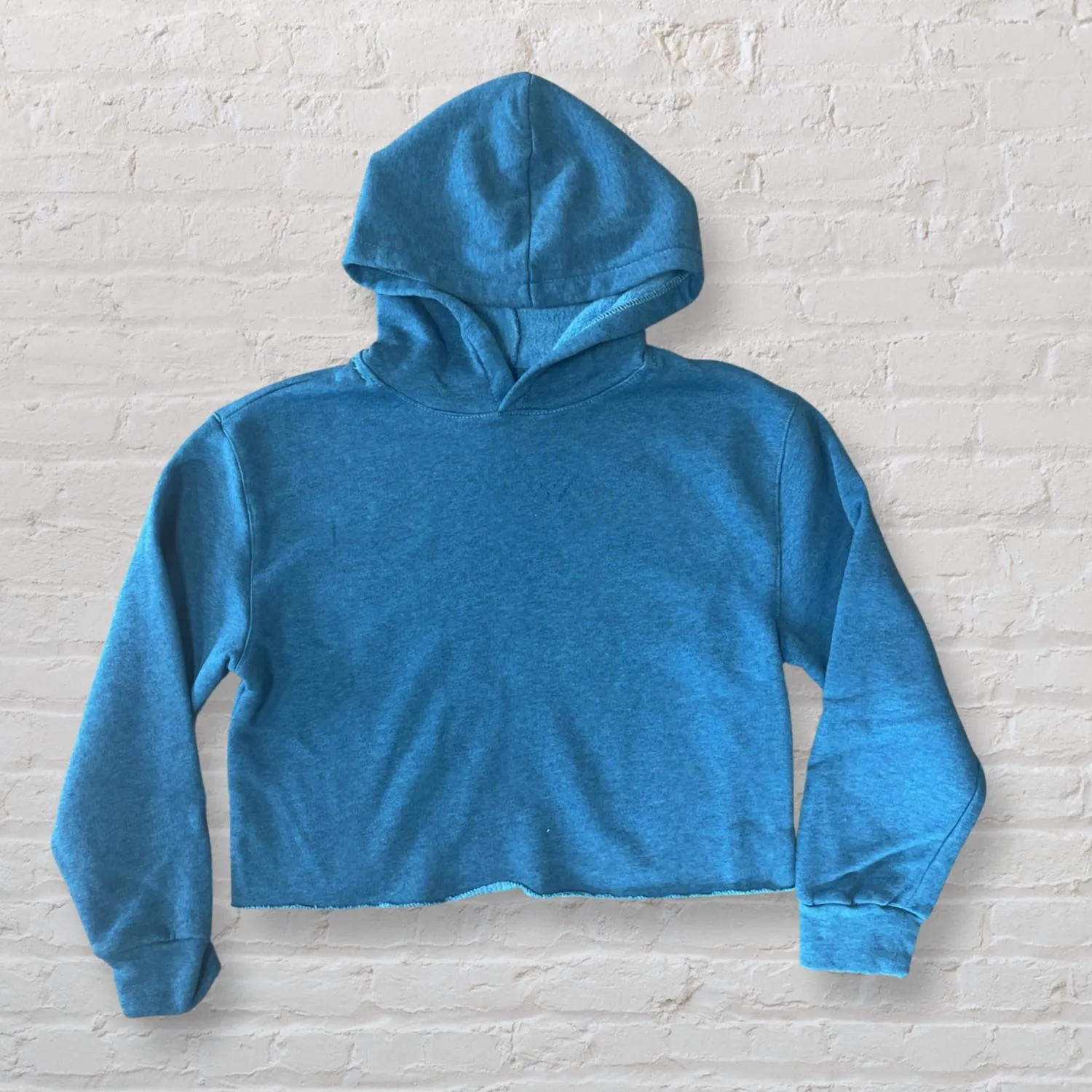 Girl Knit Crop Hoodie In Blue