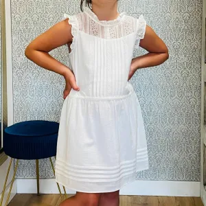 Girl Ruffle Mock Neck Dress In White