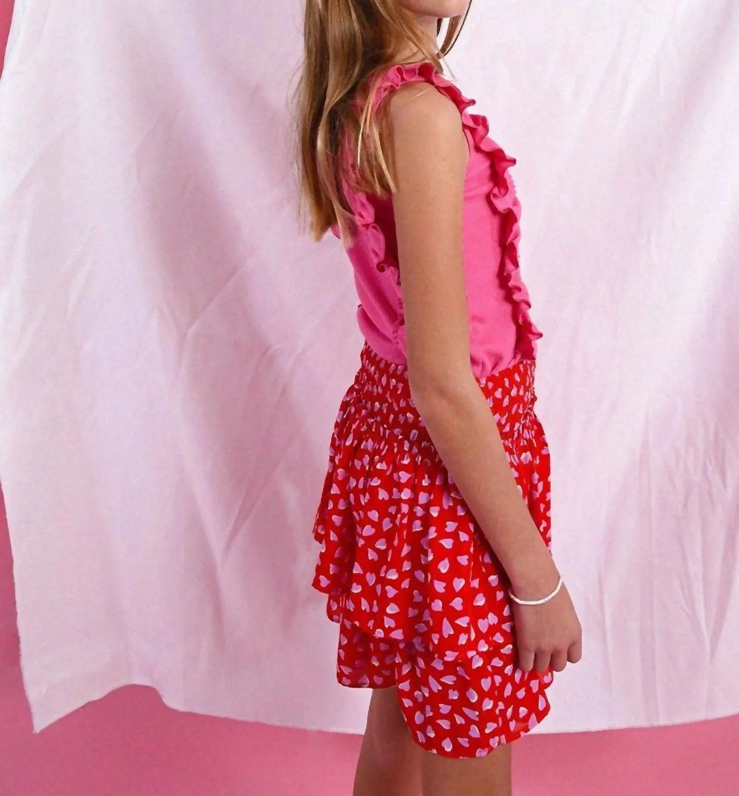 Girl Ruffle Tank In Pink