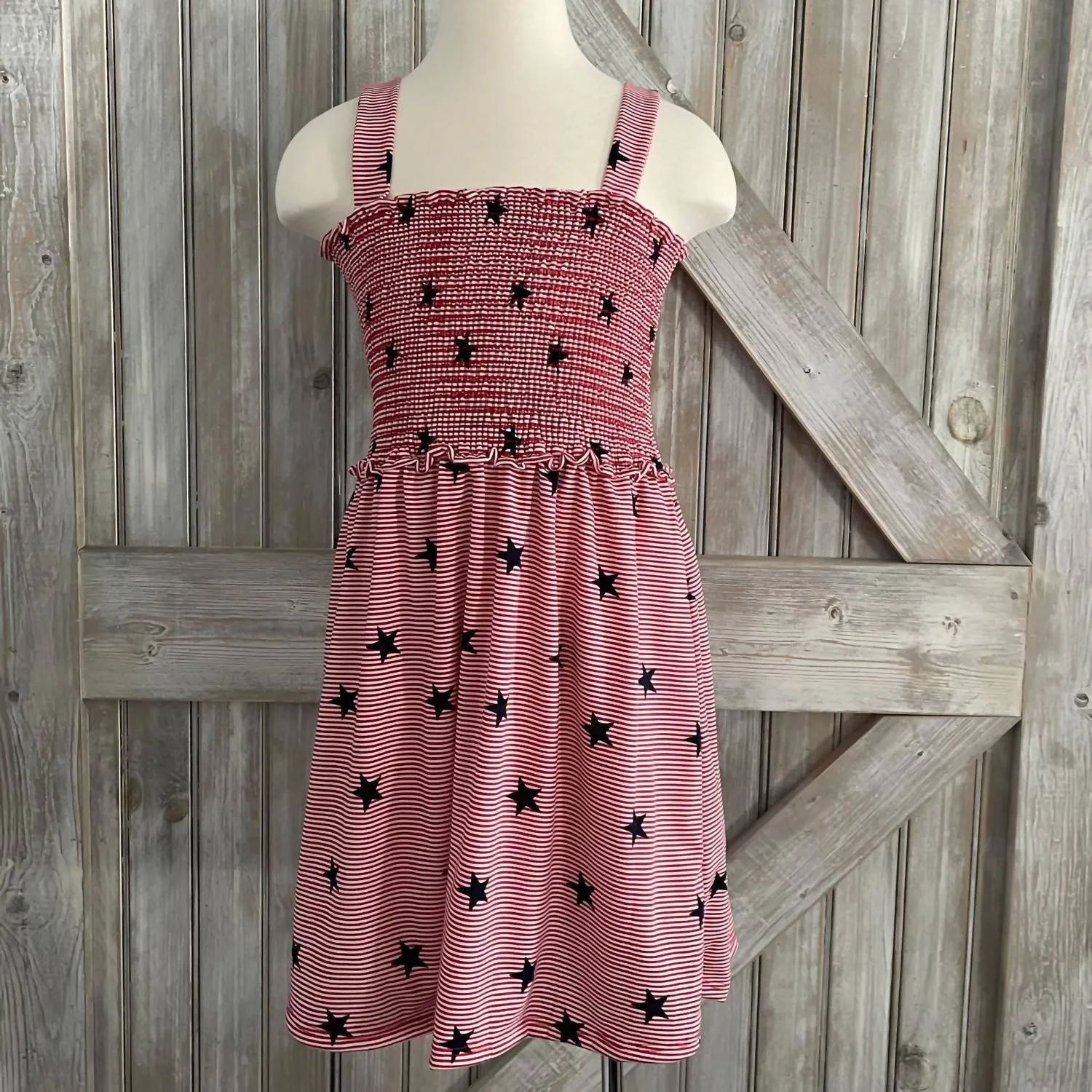 Girl Stars And Stripes Tank Dress In Red/white/blue