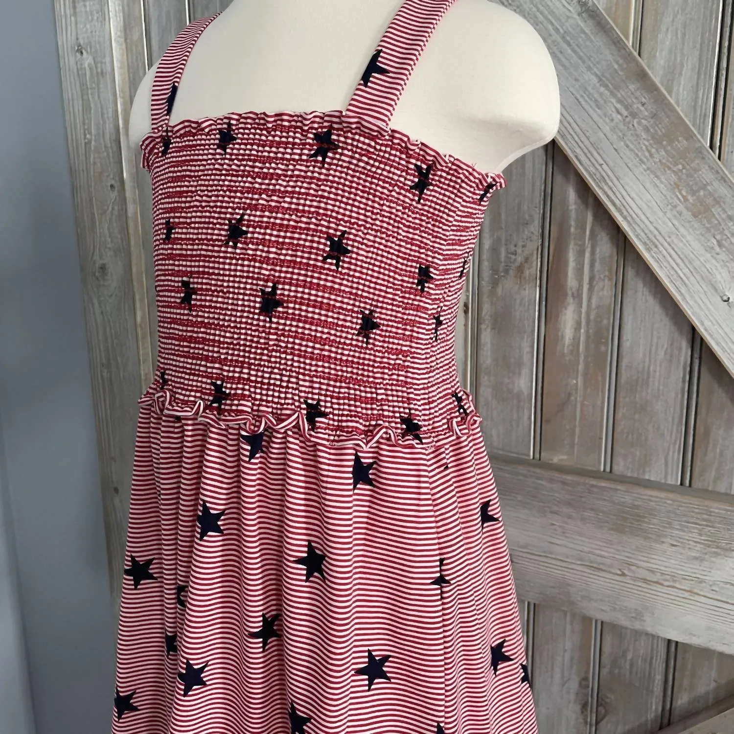 Girl Stars And Stripes Tank Dress In Red/white/blue