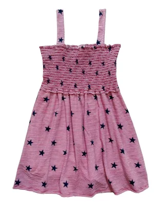 Girl Stars And Stripes Tank Dress In Red/white/blue