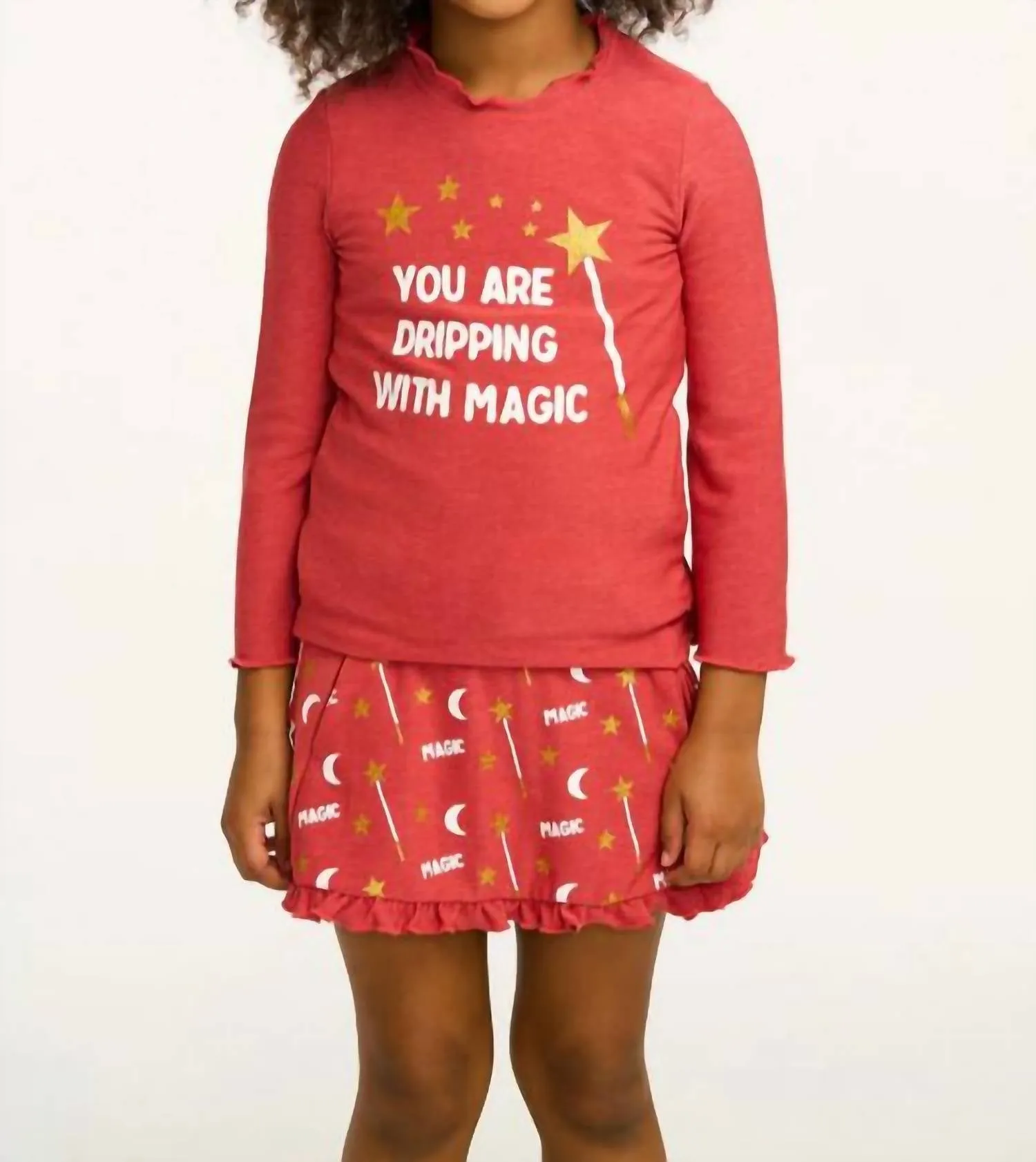 Girl's Allover Magic Skort In Apple Red
