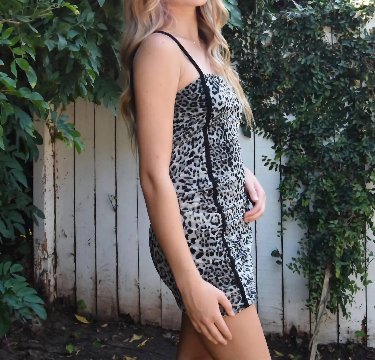 Girls Ava Leopard Dress In Grey