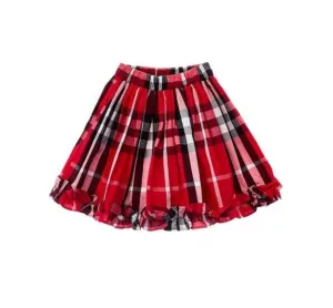 Girl's Blitzen Skirt In Red Plaid