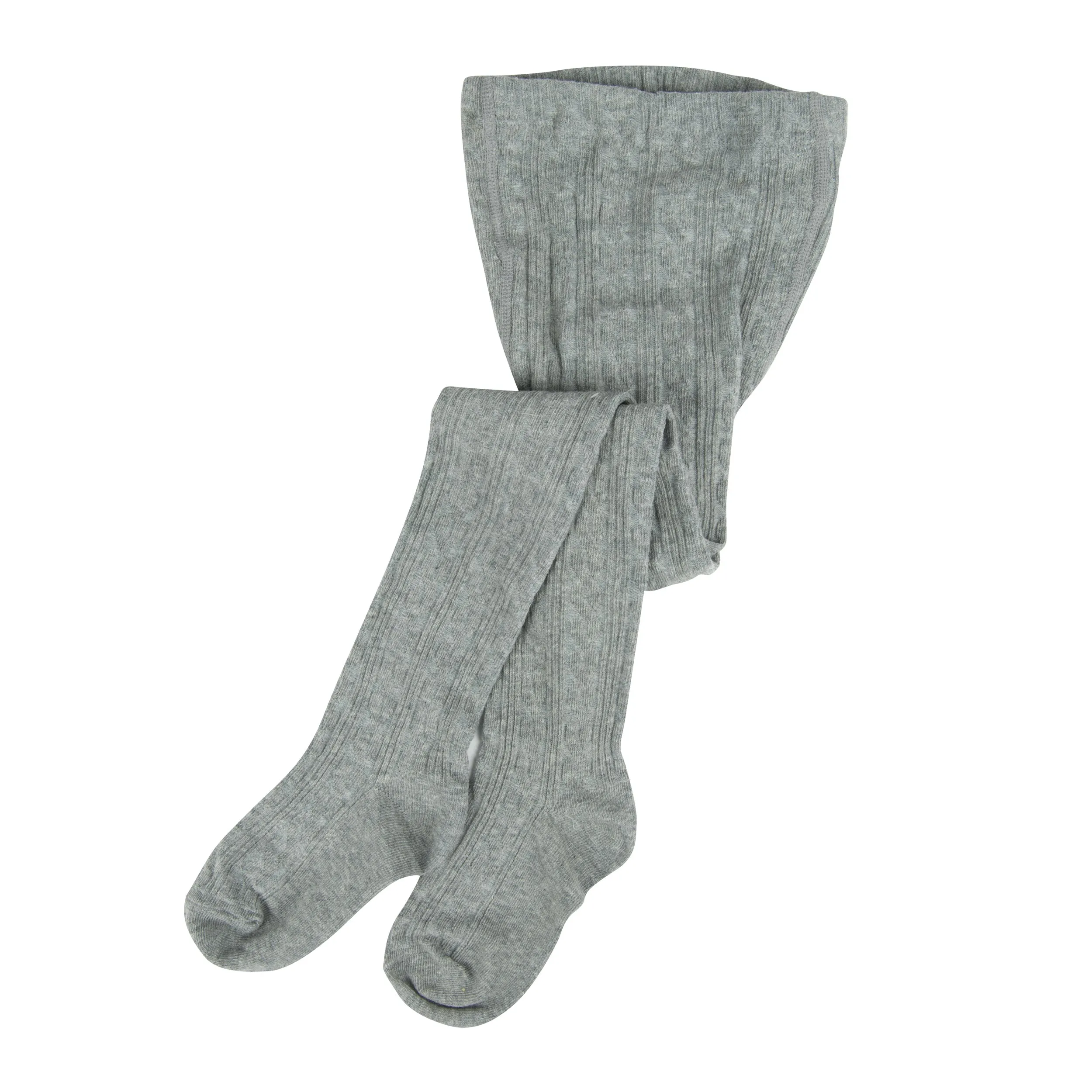 Girls Cable Knit Tights Neutral Solid Color
