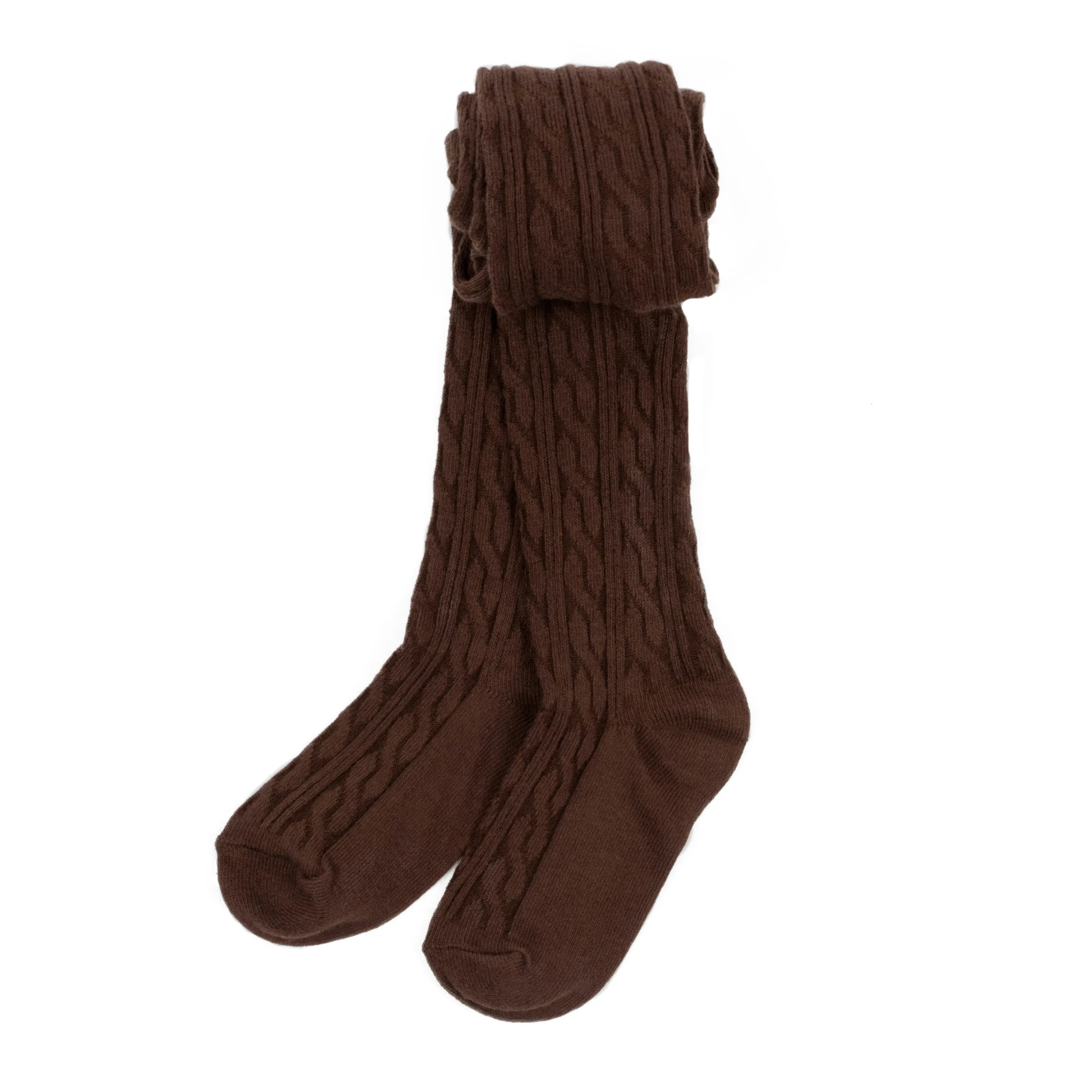 Girls Cable Knit Tights Neutral Solid Color
