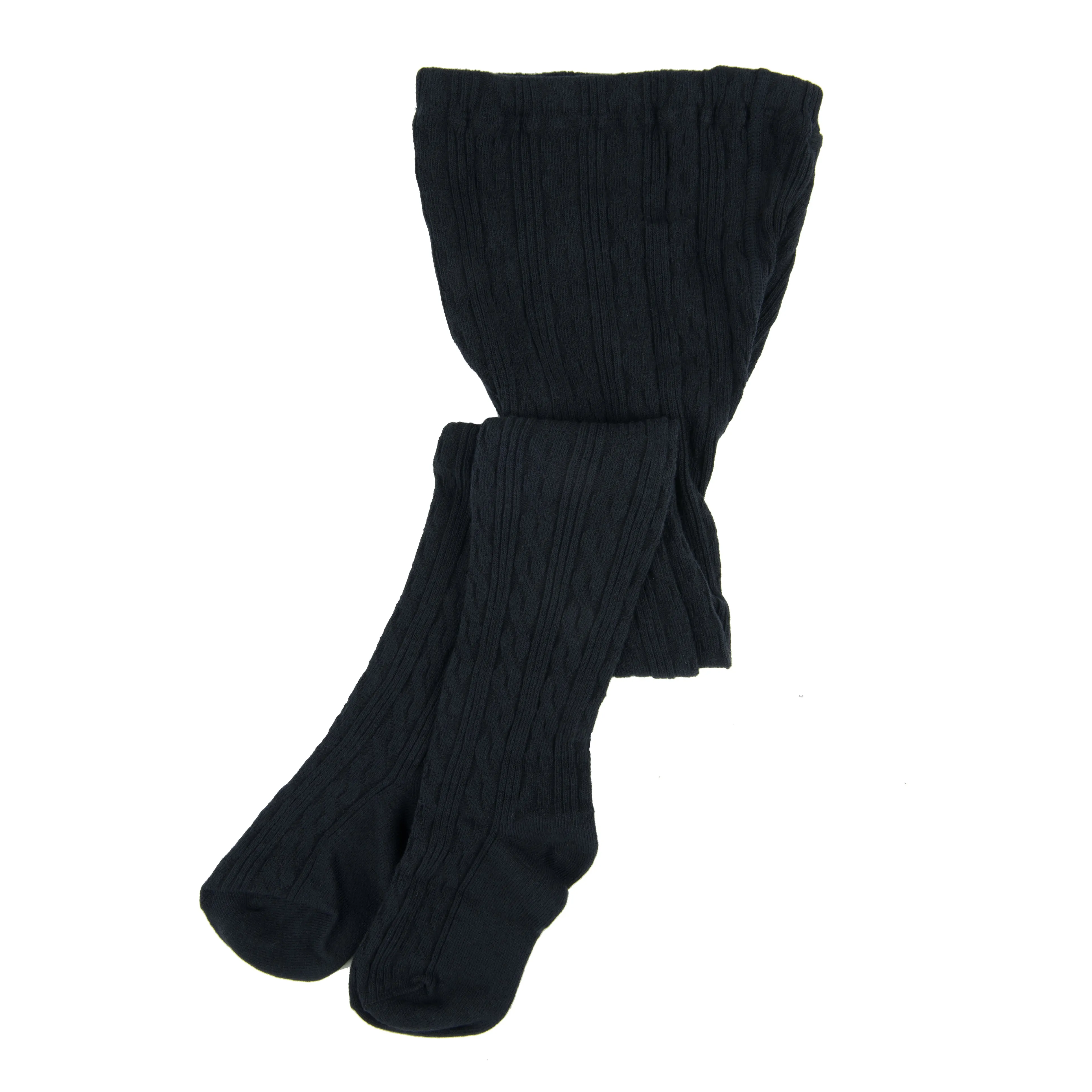 Girls Cable Knit Tights Neutral Solid Color