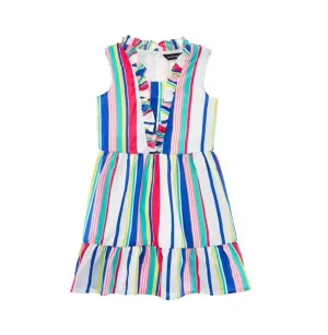 Girl's Delphine Dress In Boardwalk Stripe