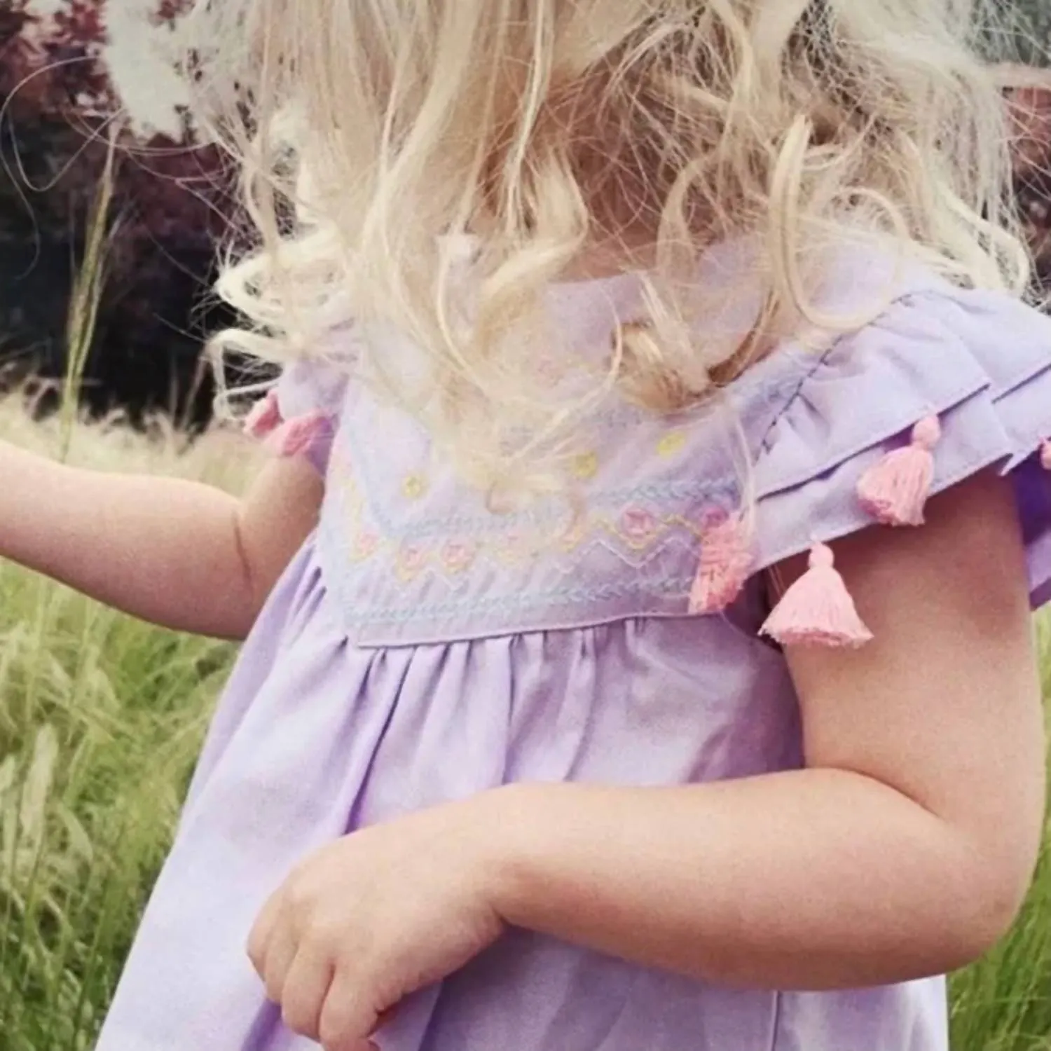 Girls' Embroidered Dress In Lavender