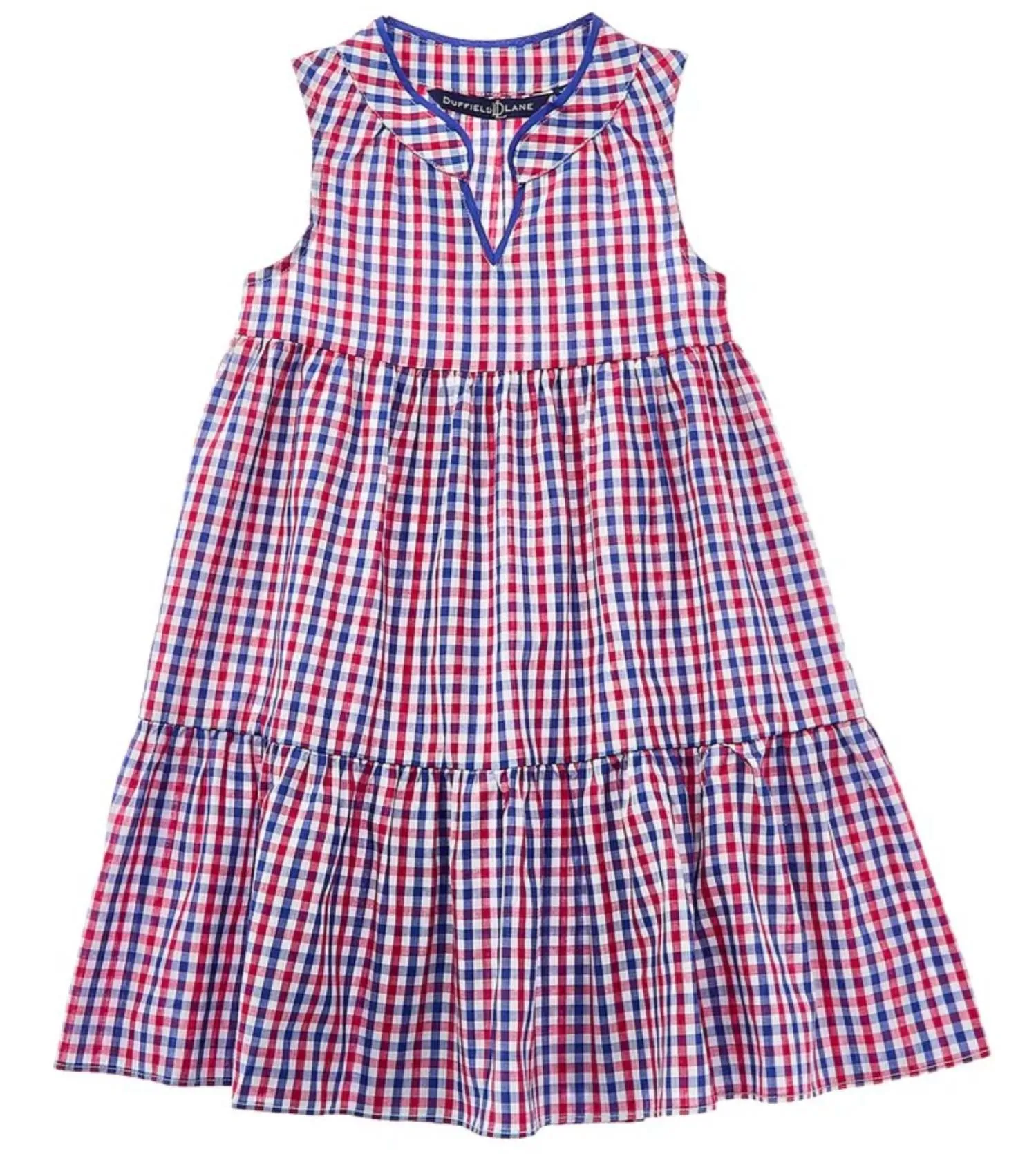 Girl's Eva Dress In Red And Navy Gingham