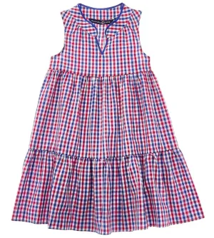 Girl's Eva Dress In Red And Navy Gingham