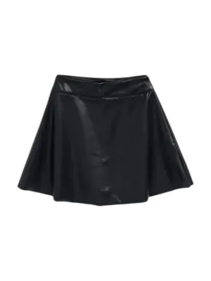 Girl's Faux Leather Skirt In Black