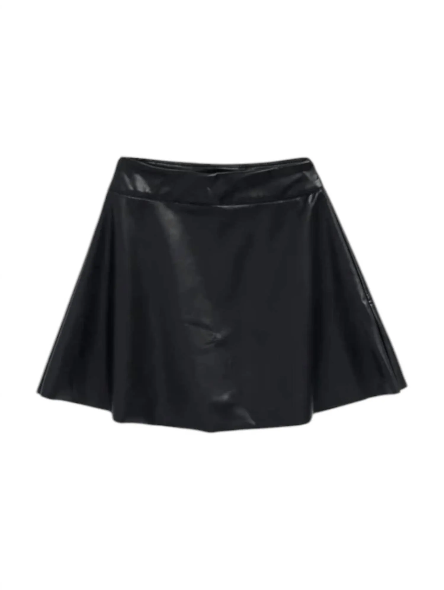 Girl's Faux Leather Skirt In Black