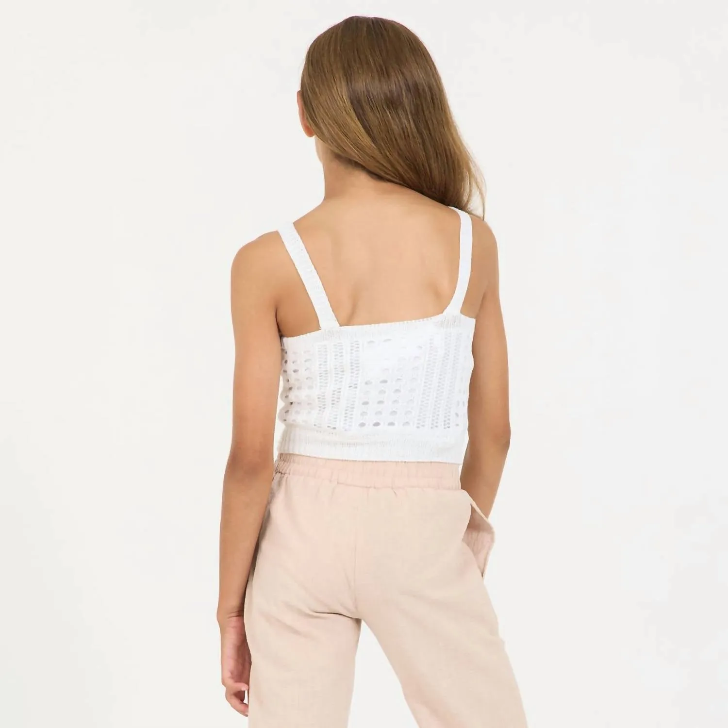 Girl's Knitted Tank Top In White