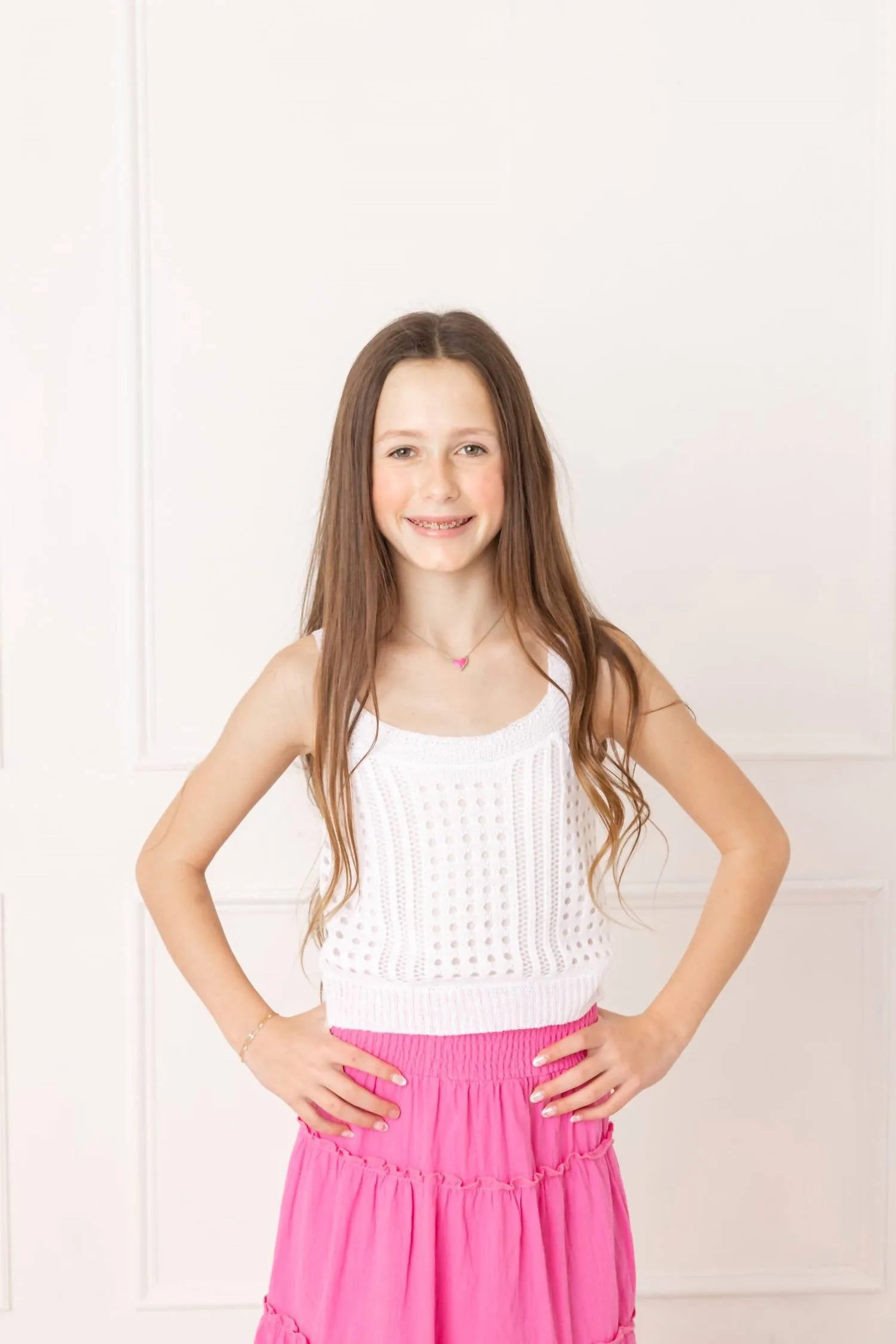 Girl's Knitted Tank Top In White