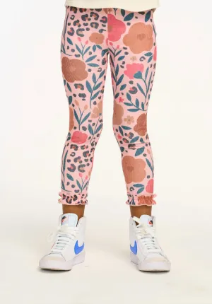 Girl's Leopard Print Pant In Floral And Leopard