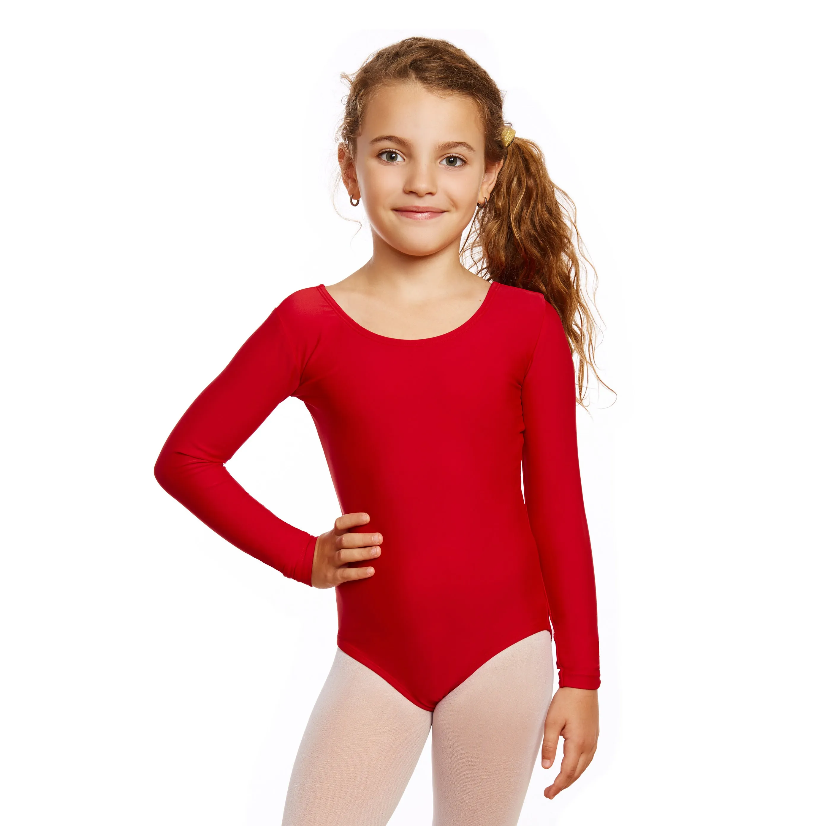Girls Long Sleeve Leotard Classic Solid Color