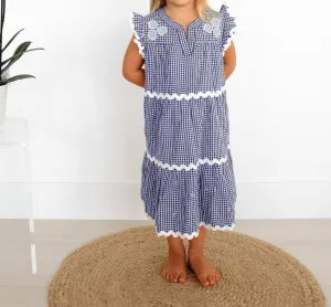 Girl's Molly Dress In Gingham Blue