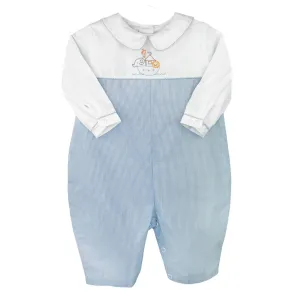 Girl's Noah's Ark Embroidered Longall In Pastel Blue
