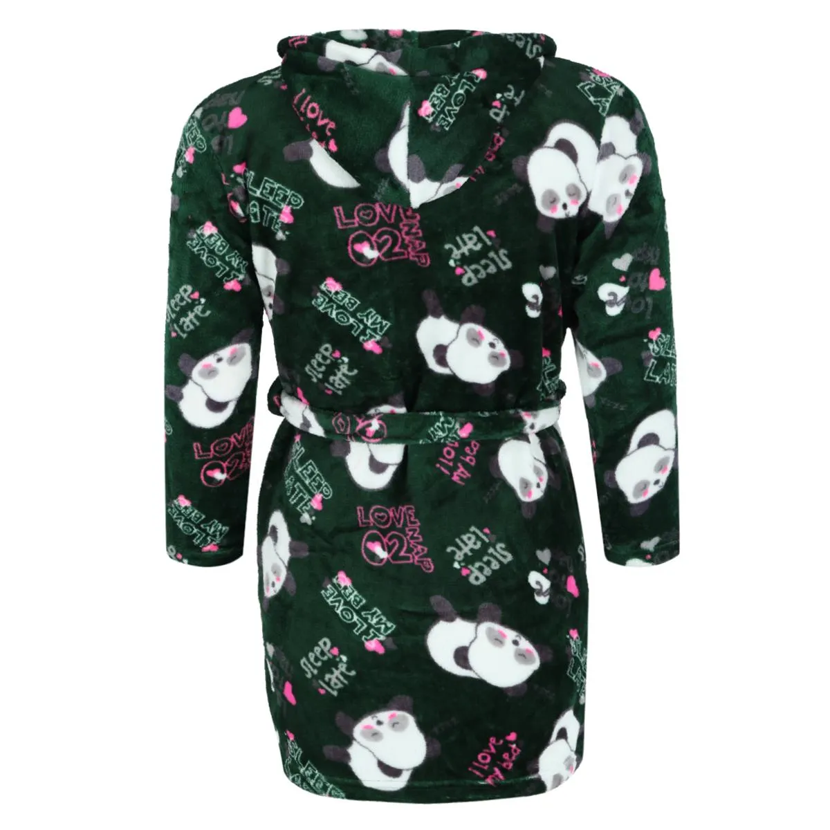 Girl's Panda Print Hooded Plush Robe