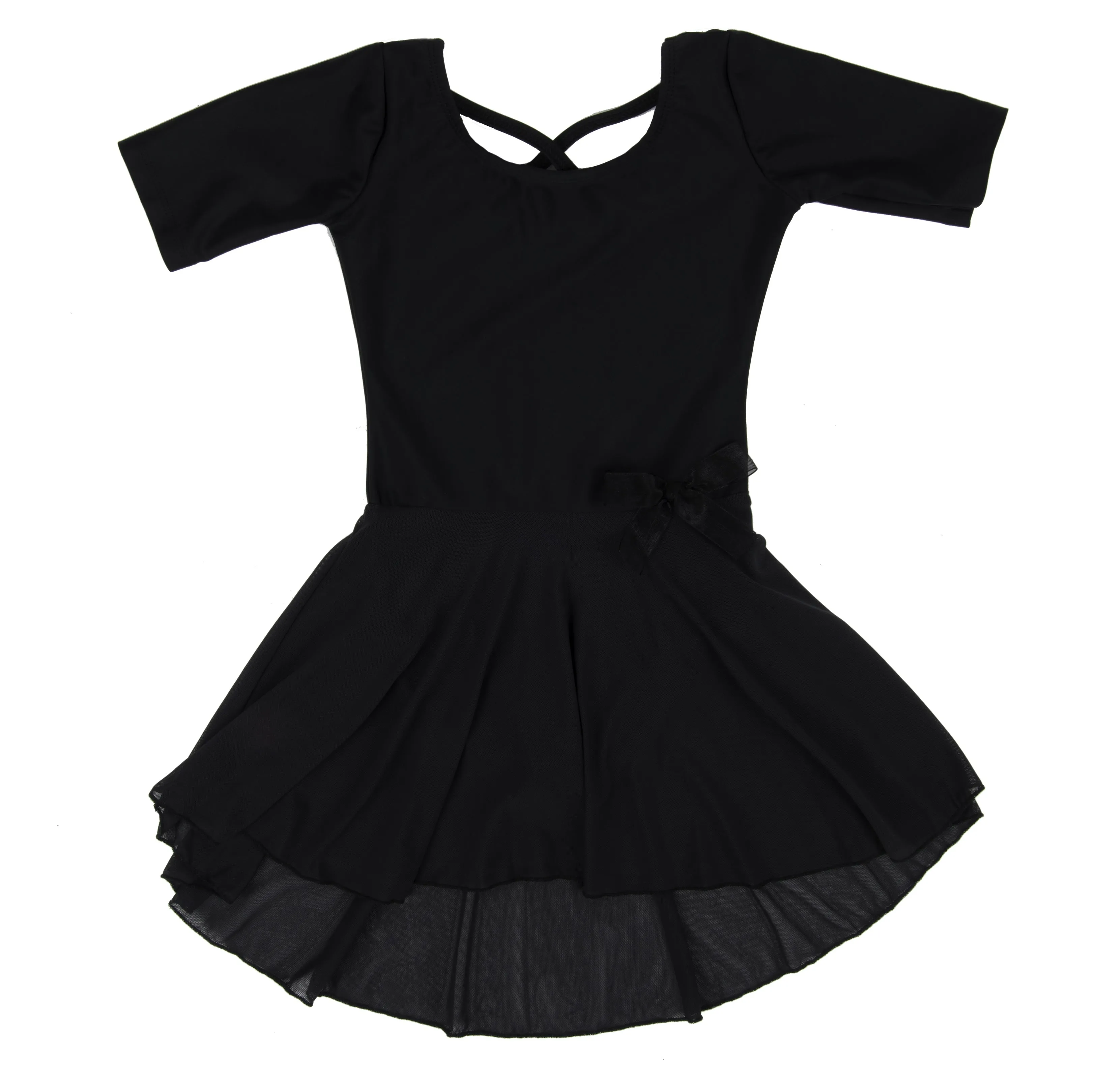 Girls Short Sleeve Skirt Leotard Neutral Solid Color