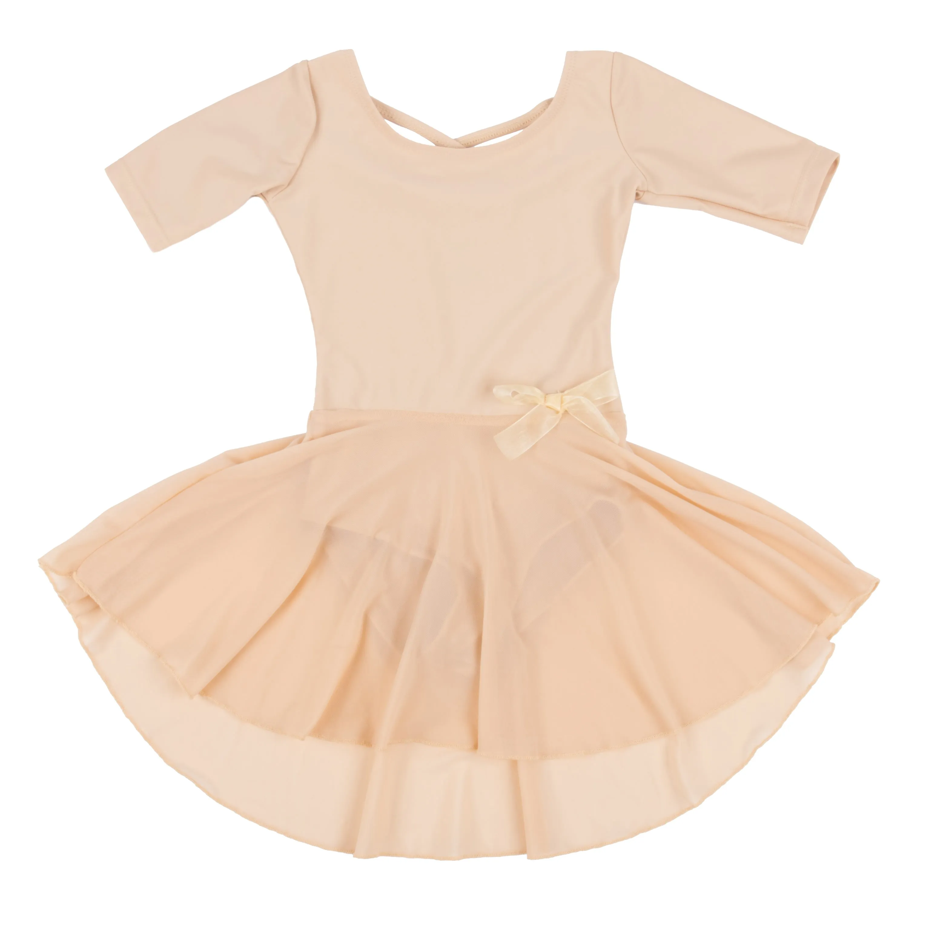 Girls Short Sleeve Skirt Leotard Neutral Solid Color