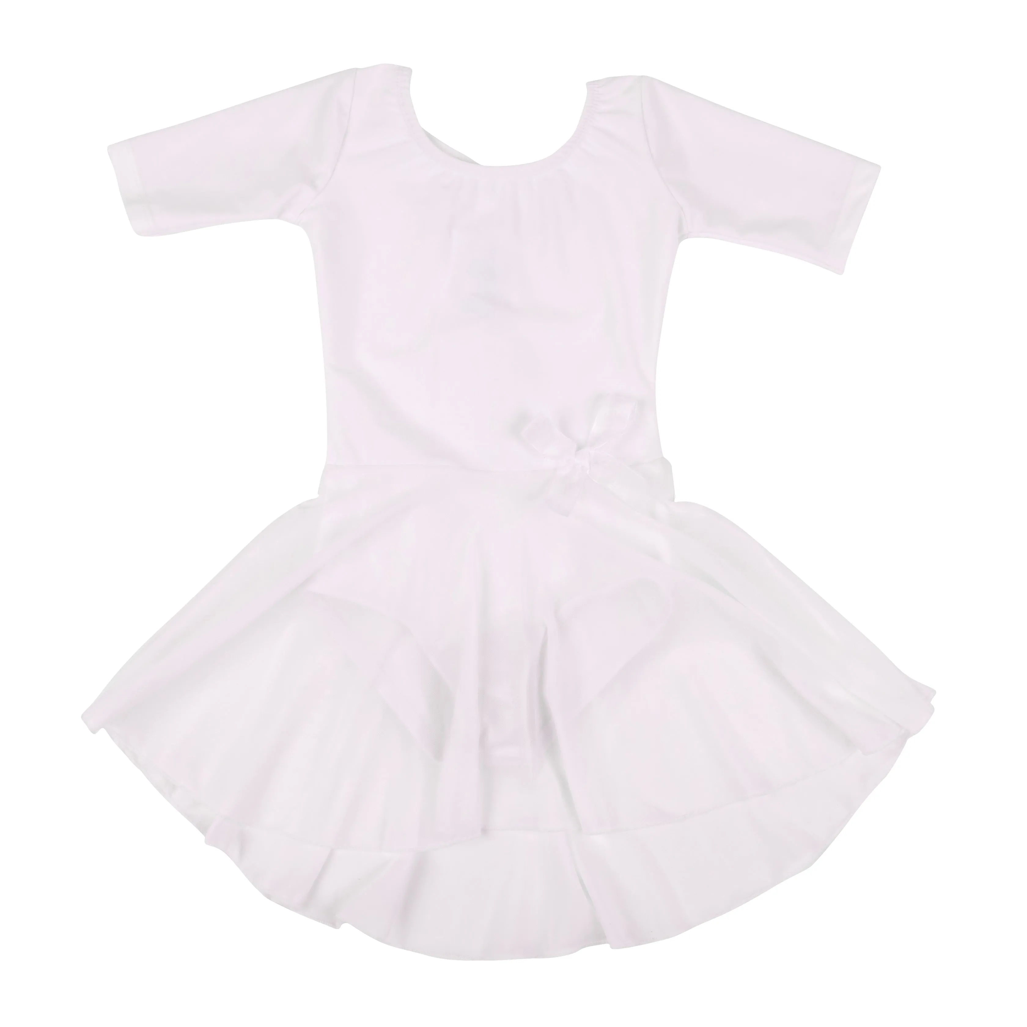 Girls Short Sleeve Skirt Leotard Neutral Solid Color