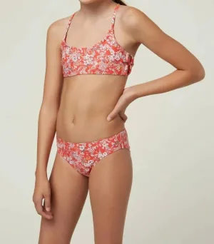 Girls Strappy Side Bralette Top Set In Piper Ditsy