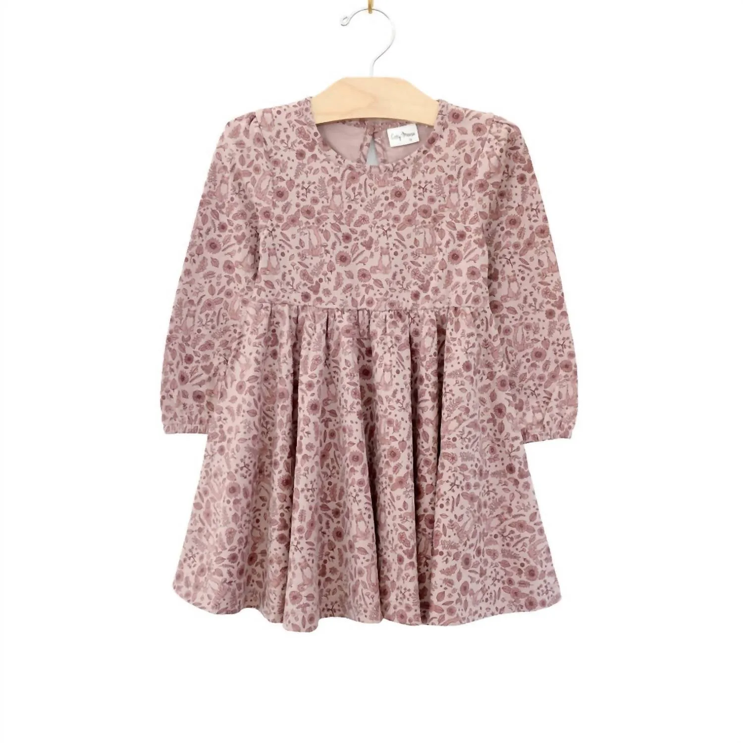 Girl's Twirl Dress In Fox Floral Dusy Rose