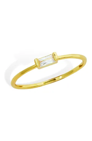 GOLD PLATED SINGLE CENTER BAGUETTE