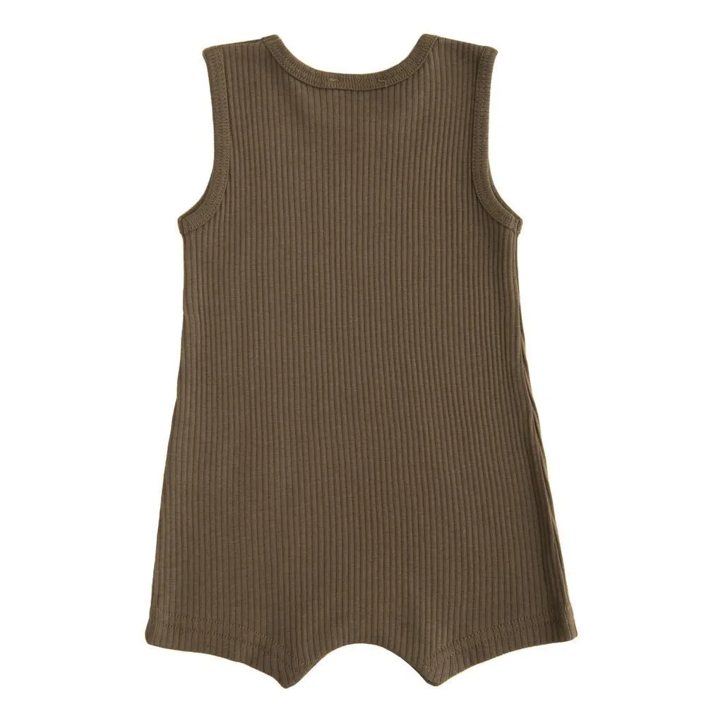 Green Olive Sleeveless Modal Romper