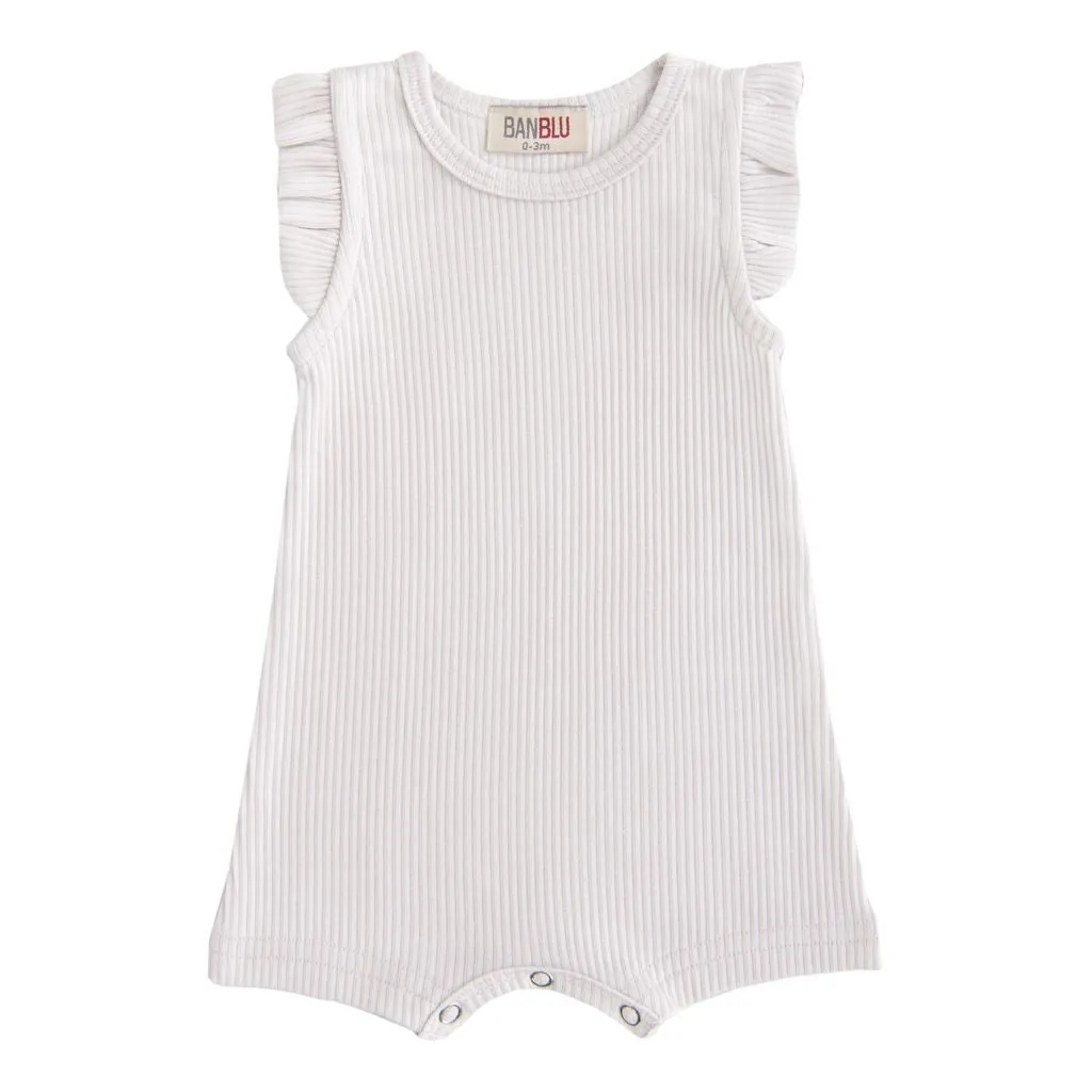 Grey Fog Ruffle Modal Romper