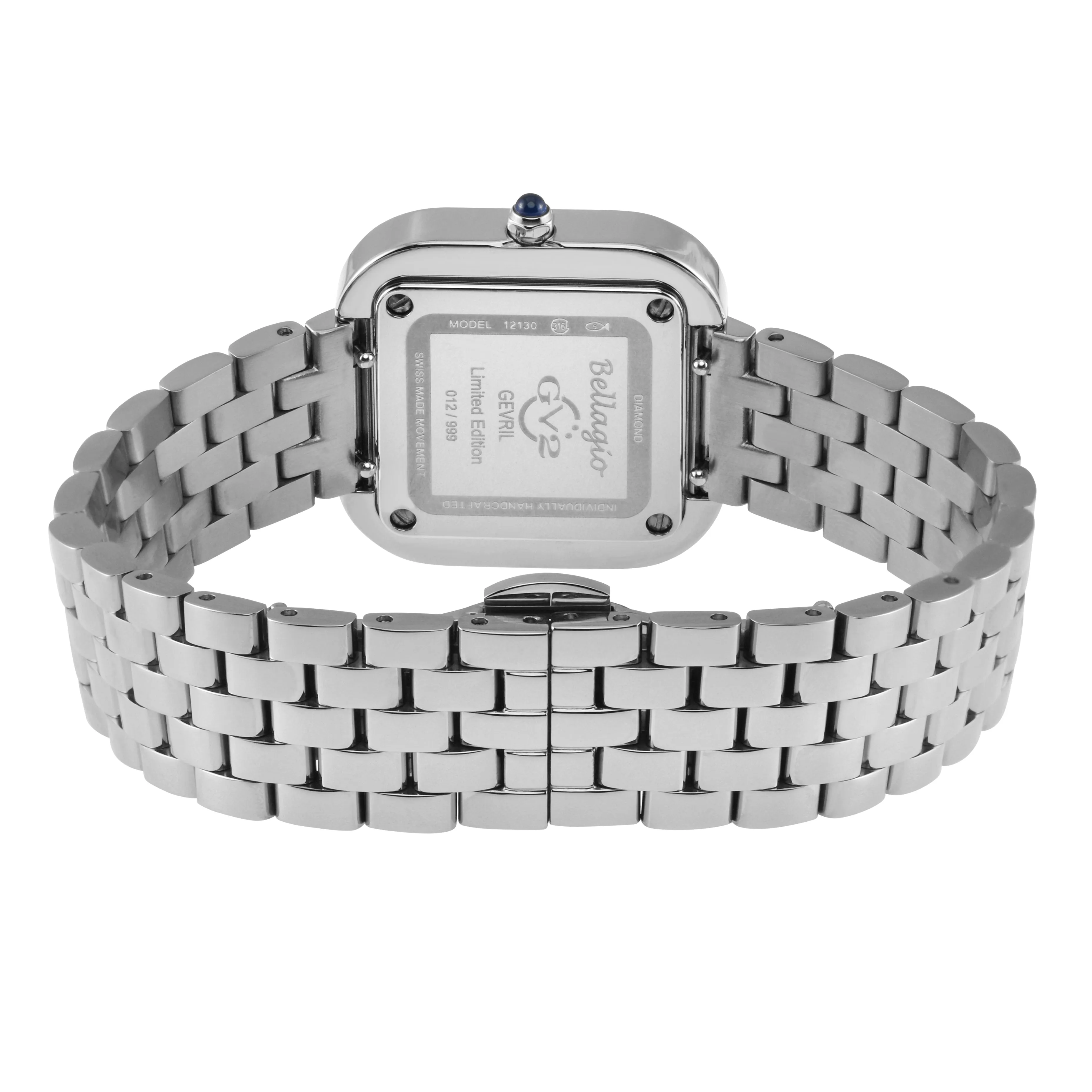 GV2 Bellagio Women's Swiss Made Diamond Watch, Silver-White Dial, 316L Stainless Steel Bracelet